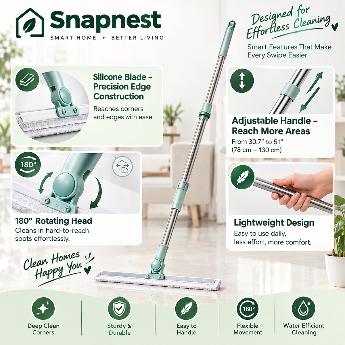 Snapnest™ EasyClean 360° Spin Mop